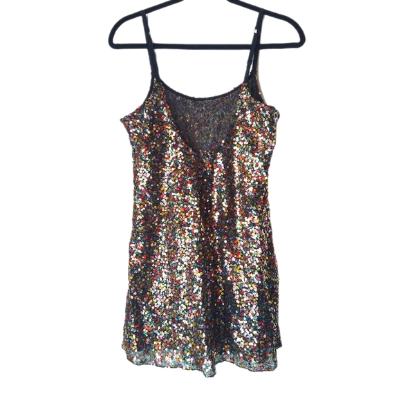 Free People Sequin Nightie/Slip Dress, Size M, gold, red, blue, silver, black - Picture 2 of 6
